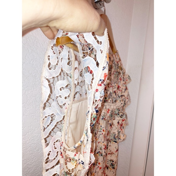 ANTHROPOLOGIE x TULAROSA Elba PomPom Lace Overlay Mini Dress Beige & Multi SZ: M - Picture 4 of 15